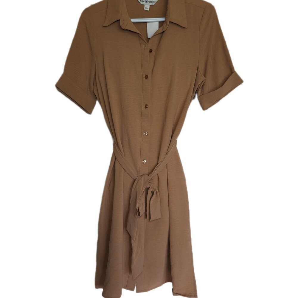 Knee Length A-line Button Front Shirt Dress